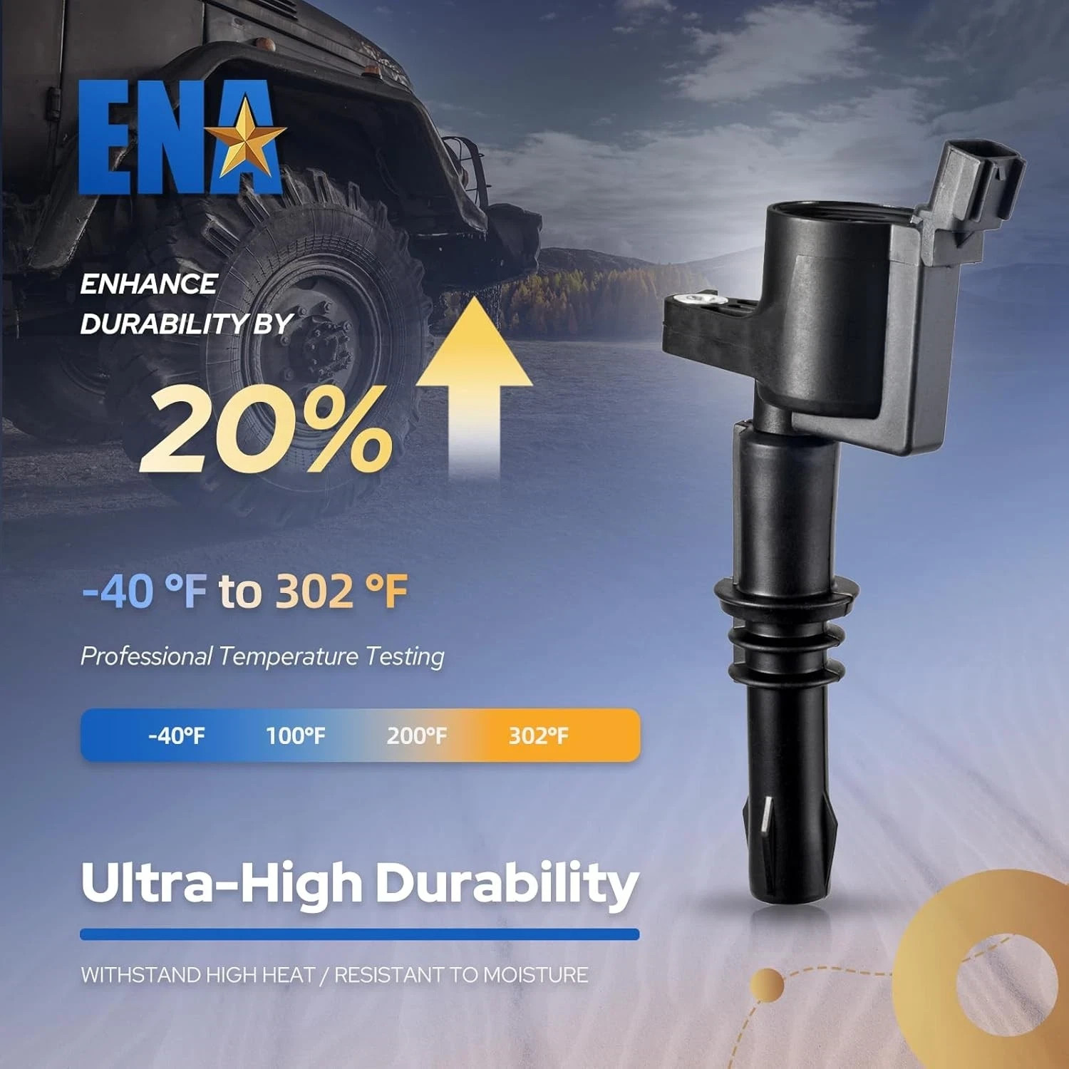 ENA Set of 8 Straight Boot Ignition Coil Pack Compatible with Ford Lincoln