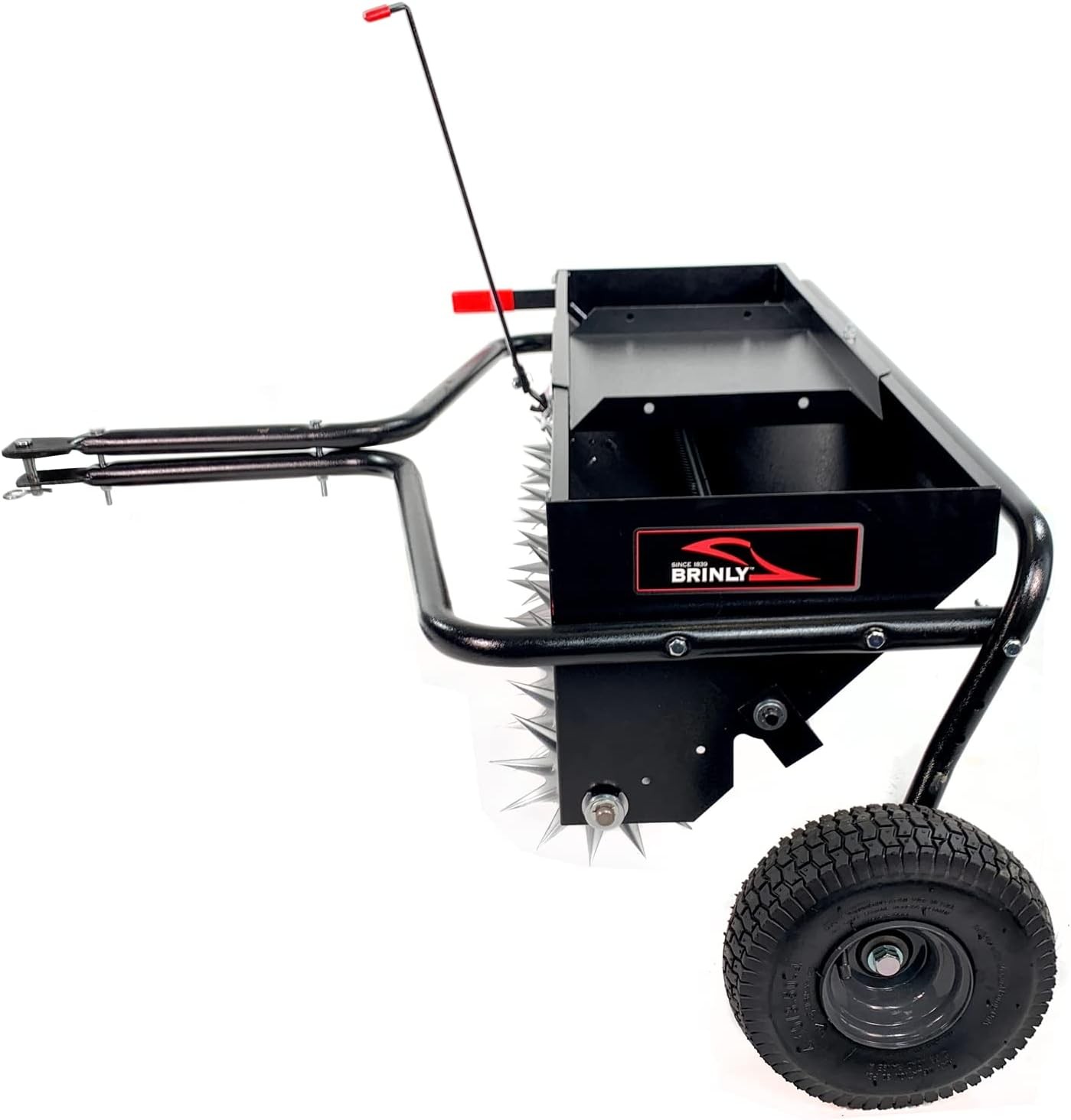 Tow Behind Spreader Aerator 40in Brinly Flat Black