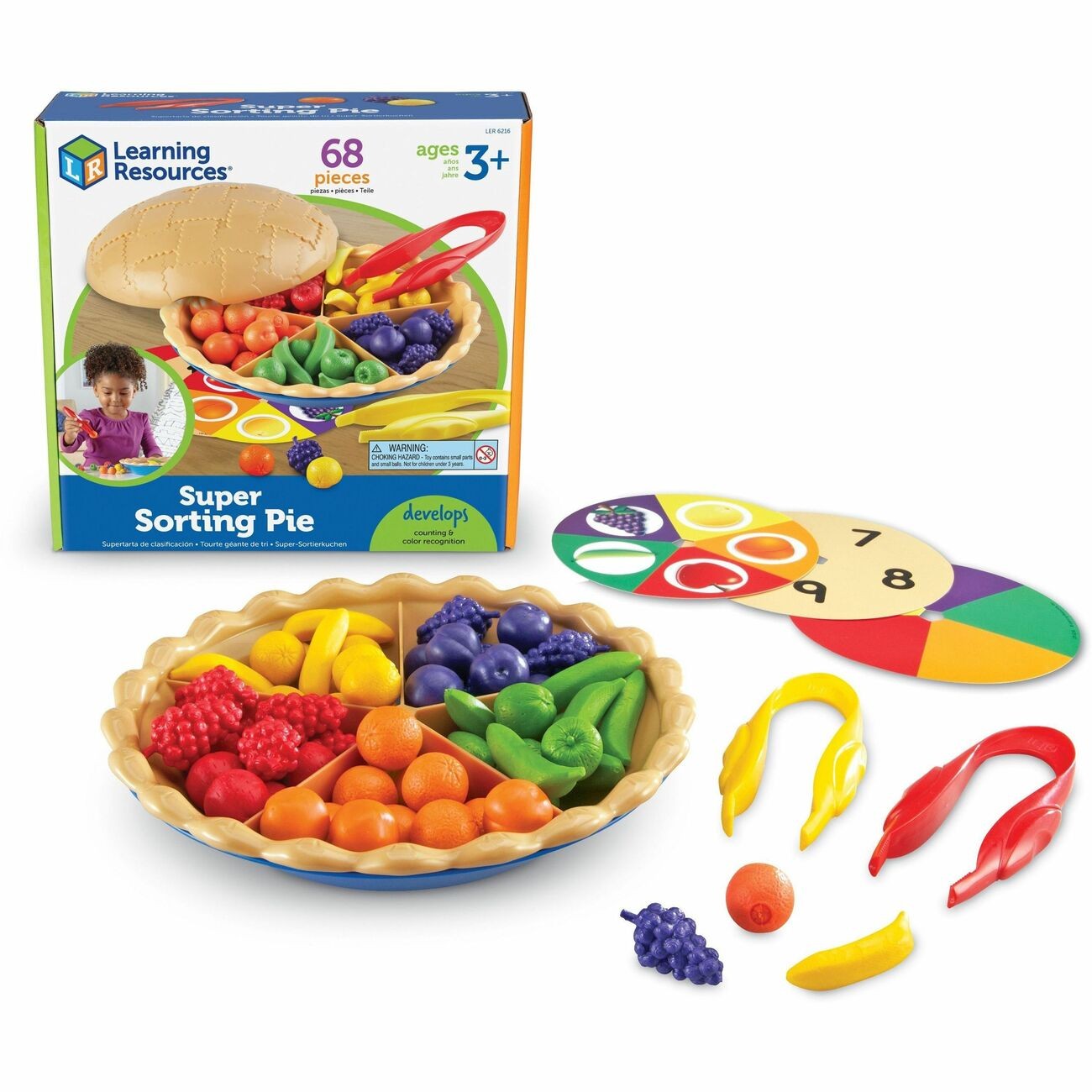 Learning Resources LER6216 Super Sorting Pie – 60 Counters, Tweezers