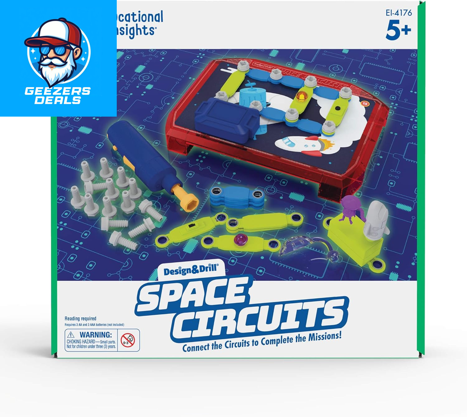 Design & Drill Space Circuits, Beginning Circuit Building Science Kit, STEM Toy,