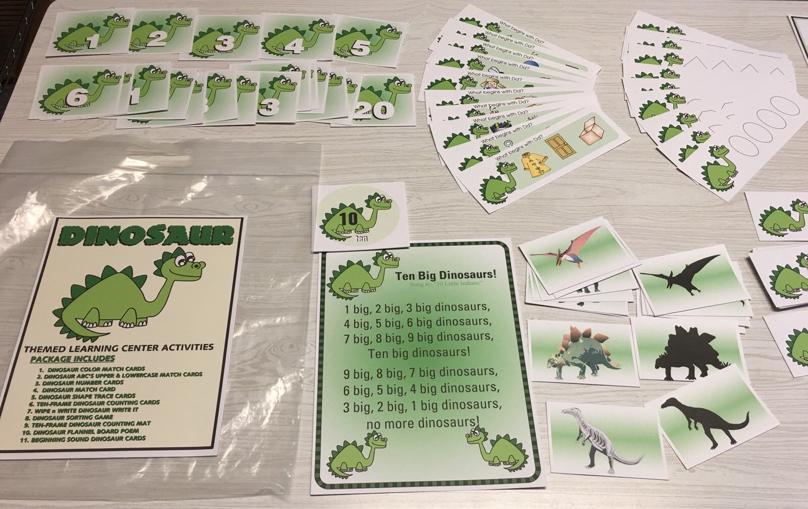 DINOSAUR – THEMED Learning Activities Package -LAMINATED – Teaching supplies