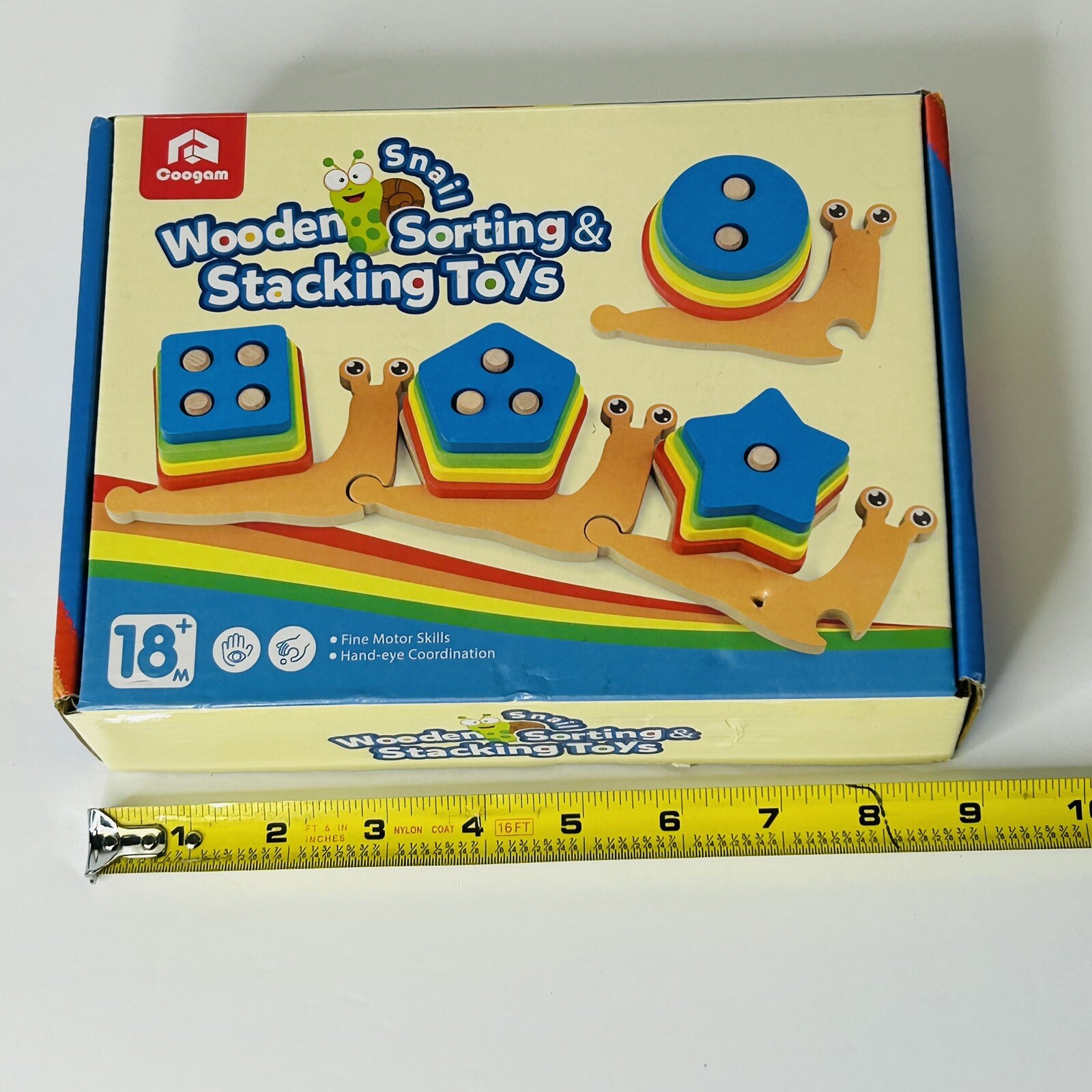 Coogam Wooden Sorting Stacking Snail Toys 18+ Months Hand Eye Skills Size Shape