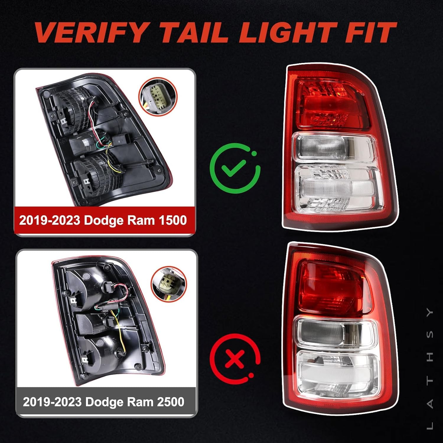 Tail Light Chrome Bezel Compatible With 2019-2023 Dodge Ram 1500 Right Passenger