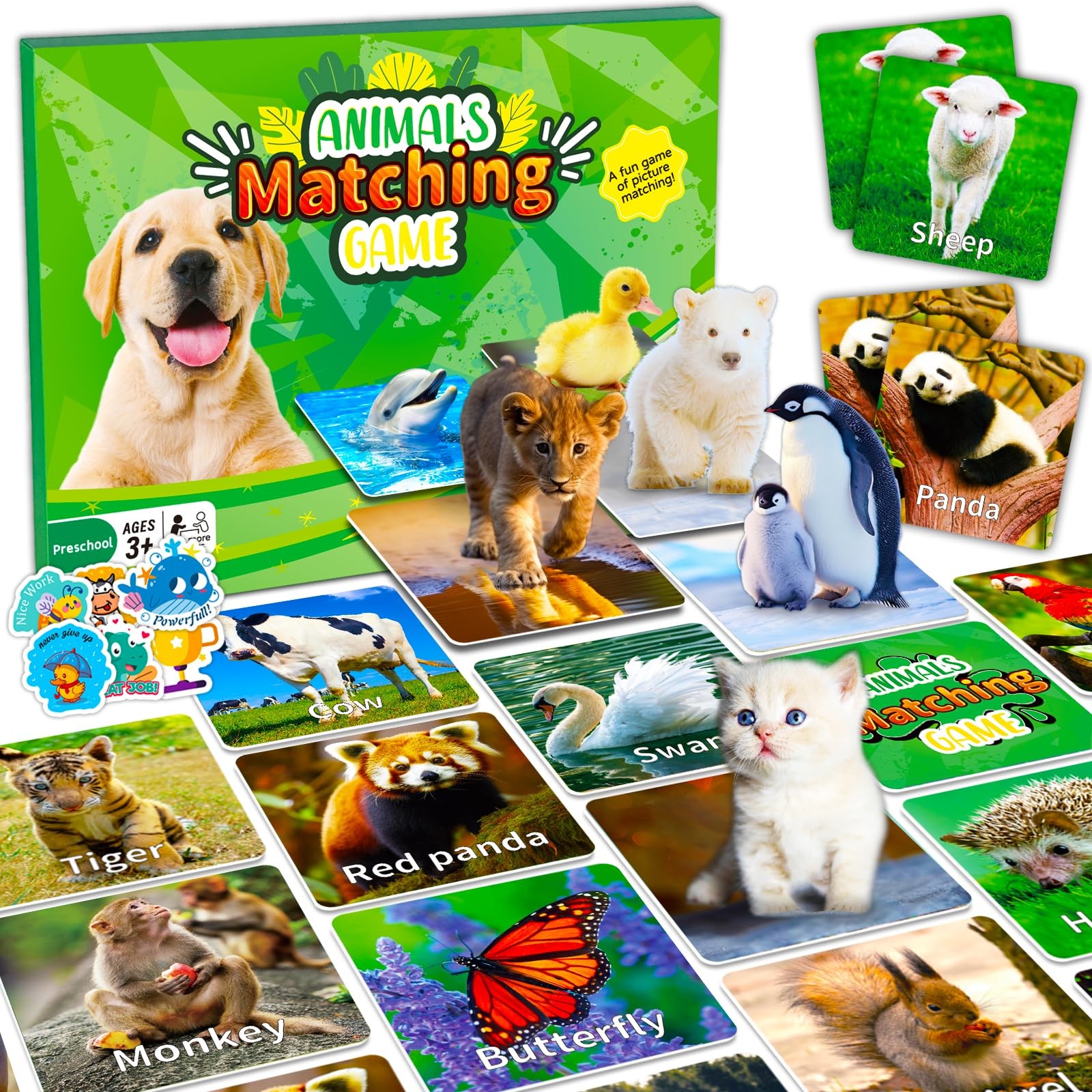 Animal Matching Game 100PCS – 50 Pairs Memory Cards for Kids Learning Fun