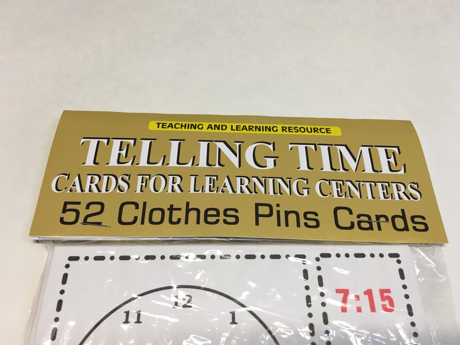 TELLING TIME – Cards for Learning Center 52 Cards- Letters Teaching Pre-k