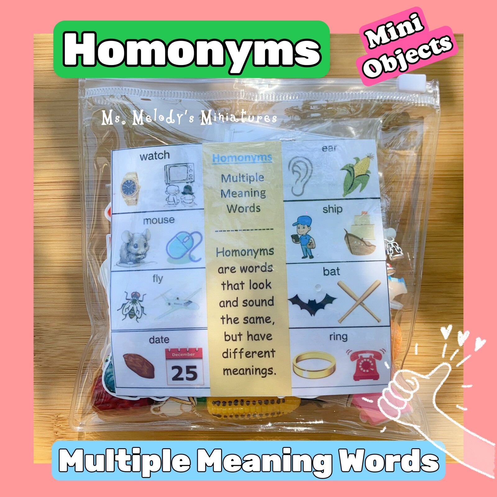 Multiple Meaning Words Homonym Semantic Mini Objects Vocabulary Spelling SLP