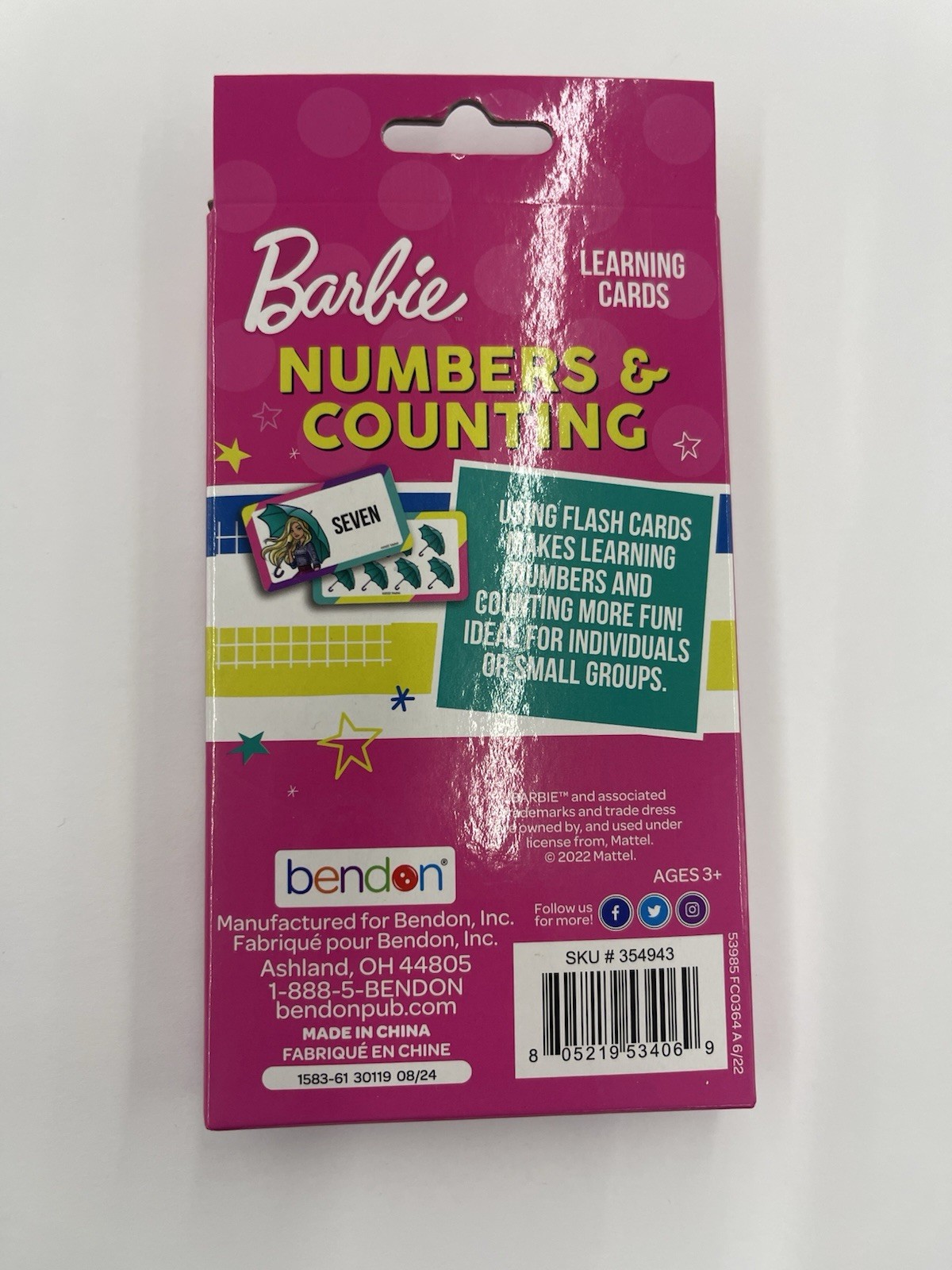 Barbie Numbers & Counting Flash Learning Cards Age 3+ Party Favors Homeschool