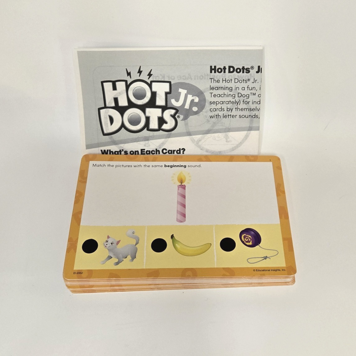 Hot Dots Jr. Beginning Phonics 36 Double-Sided Cards w/Purple Cat (Kat) Pen