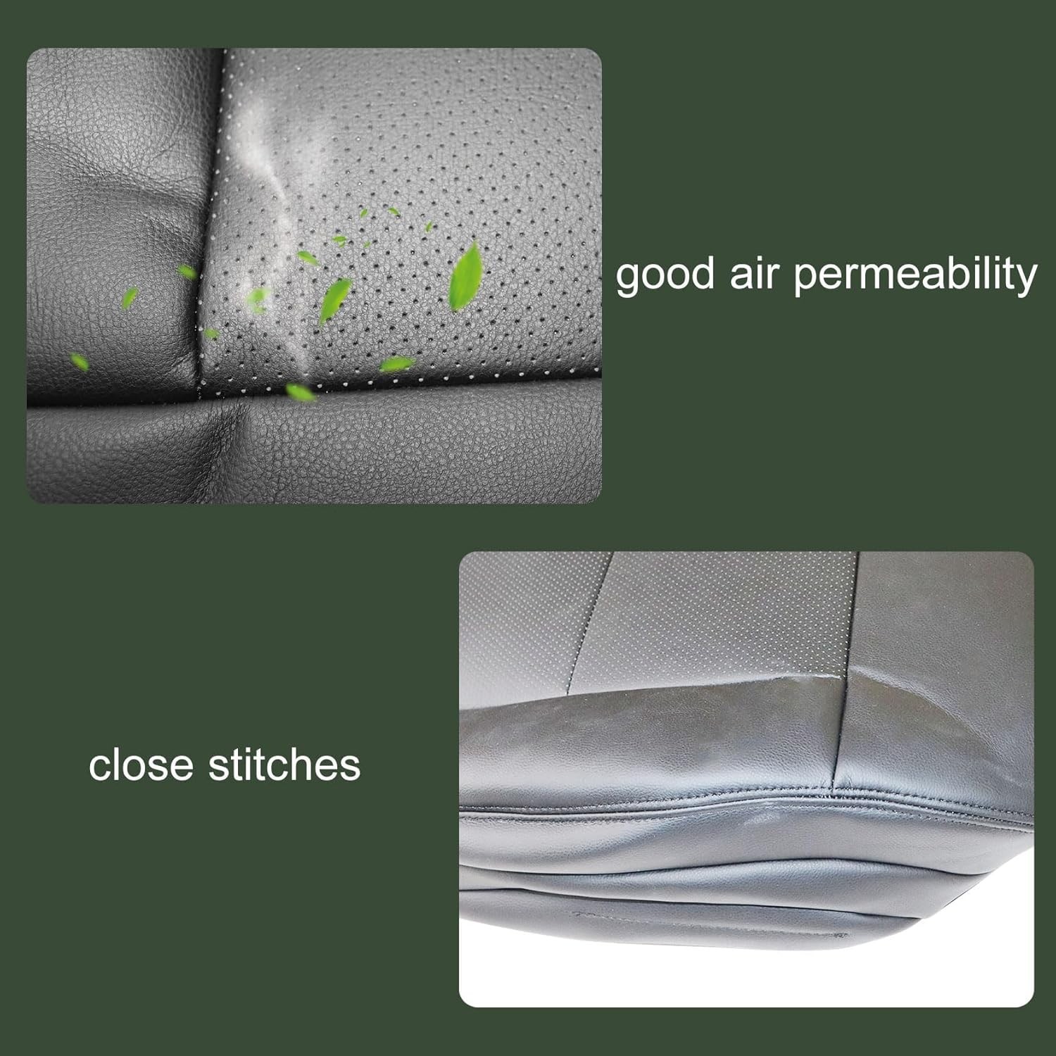 FZJDSD Black Driver Side Bottom Perforated Microfiber Leather Seat Cover
