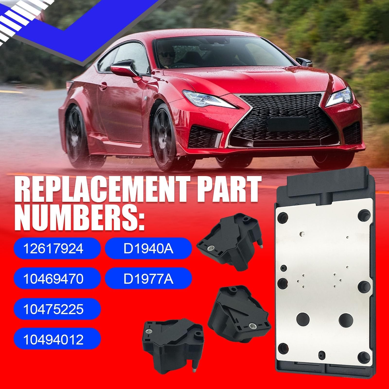 SMMS Engine Ignition Control Module ＆ Ignition Coils (3PCS) for Buick for
