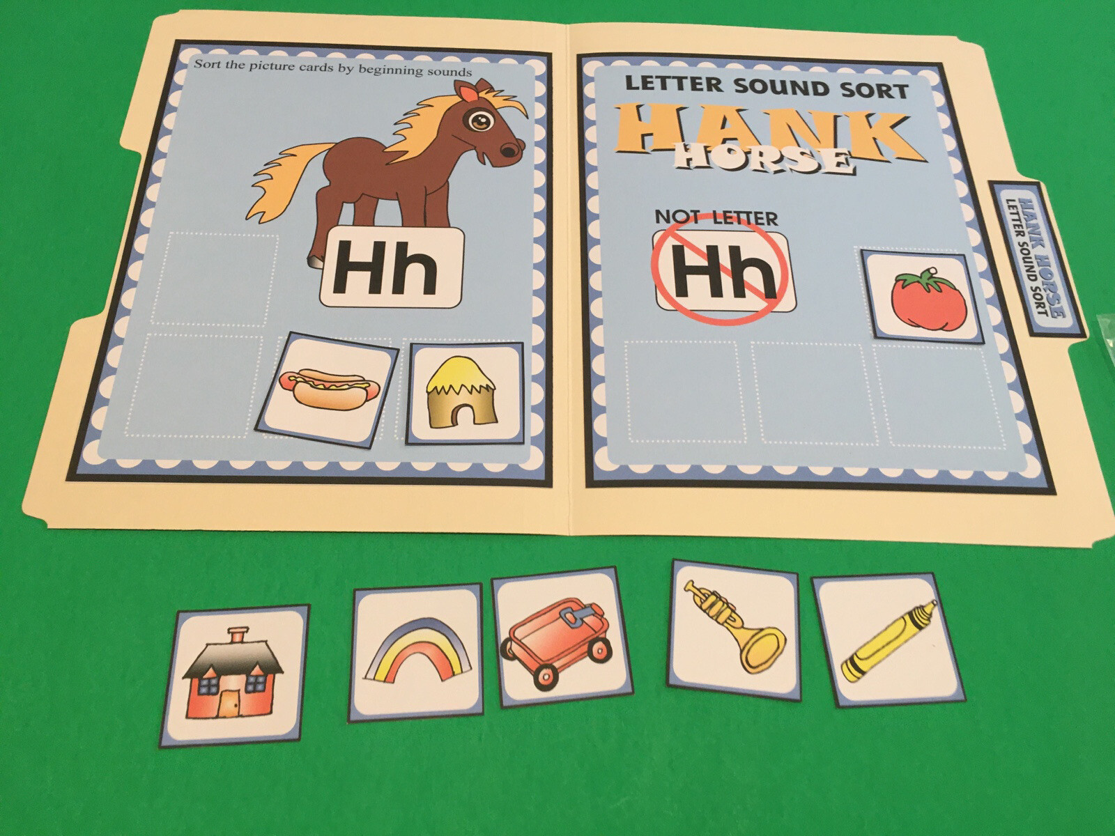 Hank Horse – Letter Hh – DIY File Folder game – Printed / Uncut