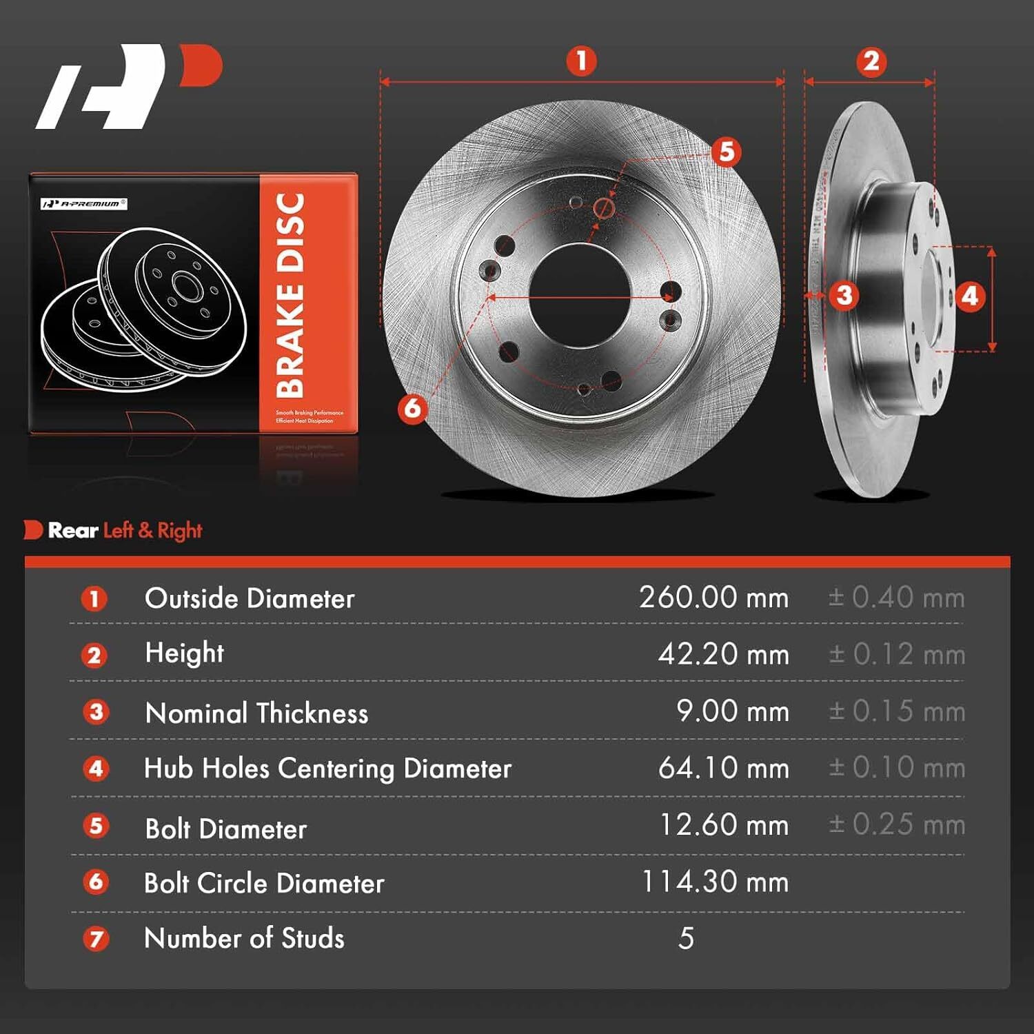 Rear Drilled and Slotted APM 10.24 inch (260mm) Rear Solid Disc Brake