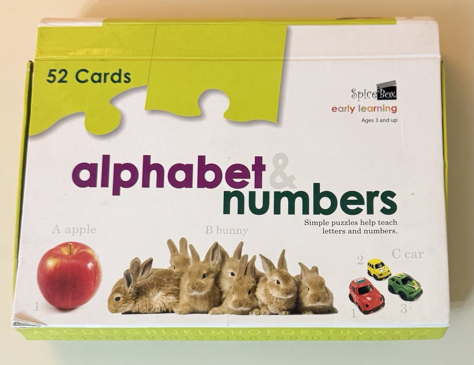 Spice Box Early Learning Alphabet & Numbers Ages 3+ 52 Cards Simple Puzzles