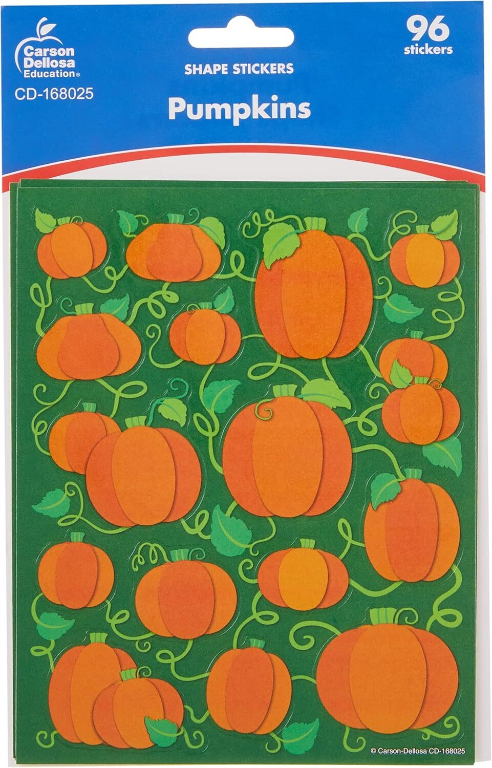 Carson Dellosa 96 Pumpkin Stickers, 6 Sheets of Incentives for Fall Crafts,