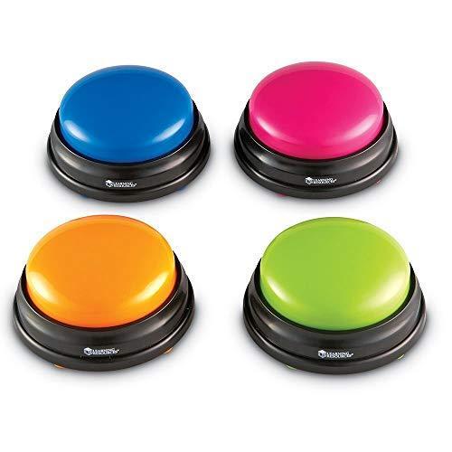 Learning Resources Answer Buzzers, Set of 4 Assorted Colored Buzzers, Ages 3+,