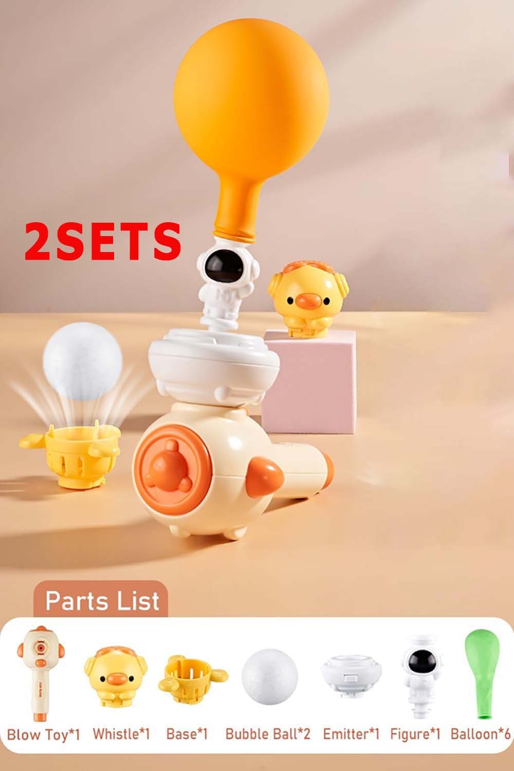 Safe Fun Interactive Sturdy Durable 3-in-1 Blow Toy with Floating Ball & Whistle