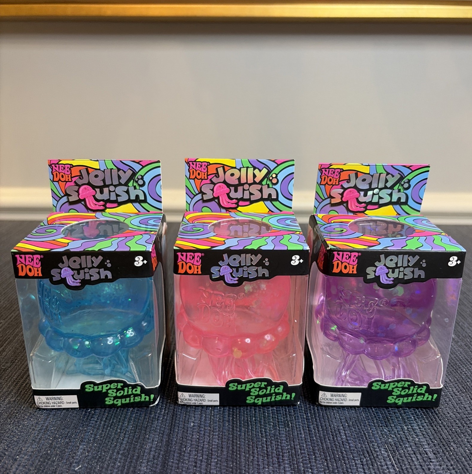 NEW Full Set Lot of 3 Schylling NeeDoh Jelly Squish: Purple Pink Blue ✅Fast Ship