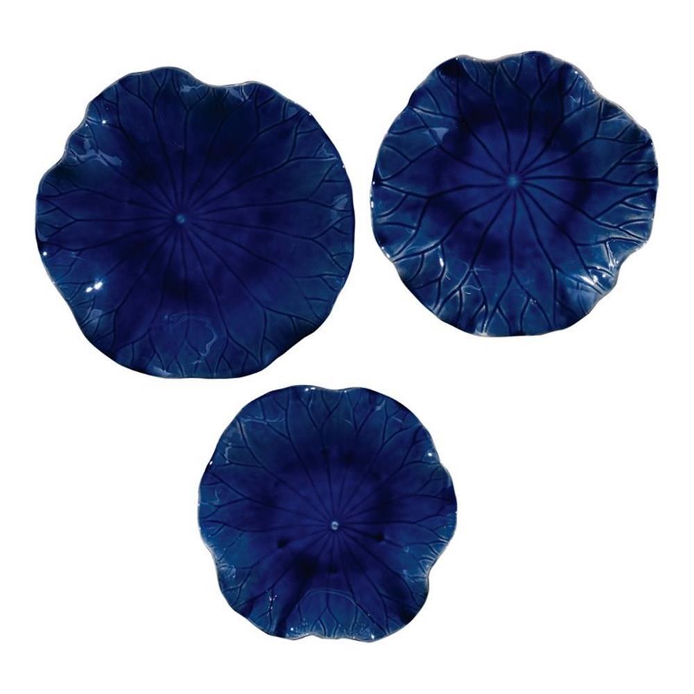 Uttermost Abella Contemporary Ceramic Wall Decor in Cobalt Blue (set of 3)