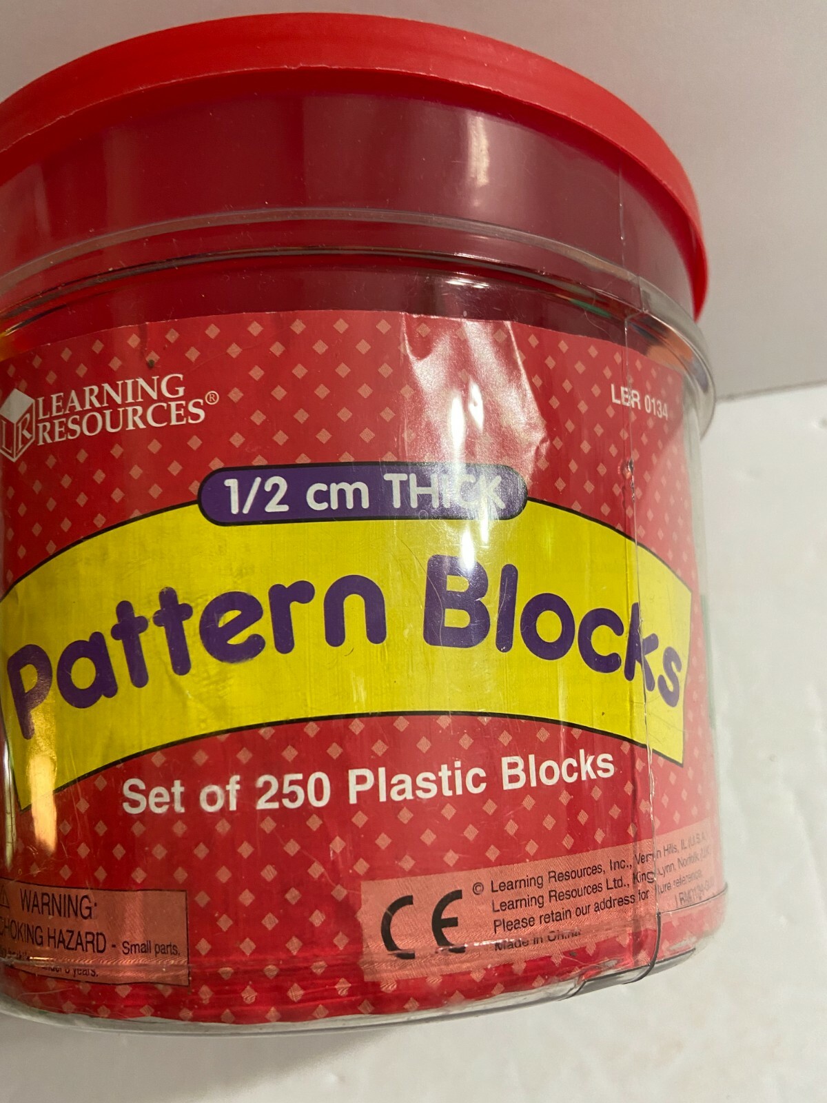Learning Resources Pattern Block 1/2 cm Thick 250 Brightly Colored Plastic Block