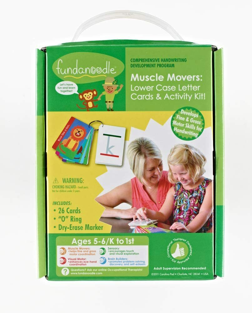 Fundanoodle Muscle Movers Lower Case Letter Cards and Activity Kit, Ages 5-6/K