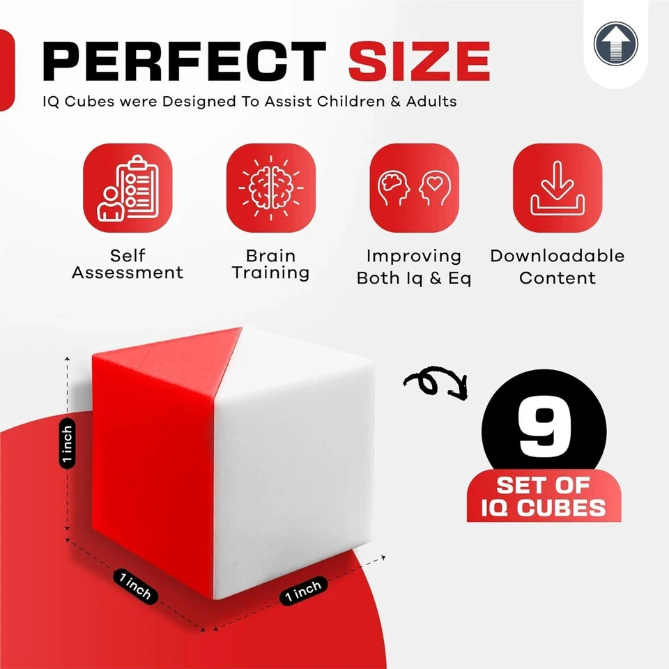 IQ Test Cube Basic Red 9 Kohs Cubes Block Design BDT WPPSI WAIS IV WISC V Tests
