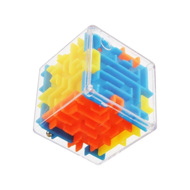 Mini 3D Maze Puzzle Cube Transparent Rolling Ball Brain Teaser Stress Toy Kids