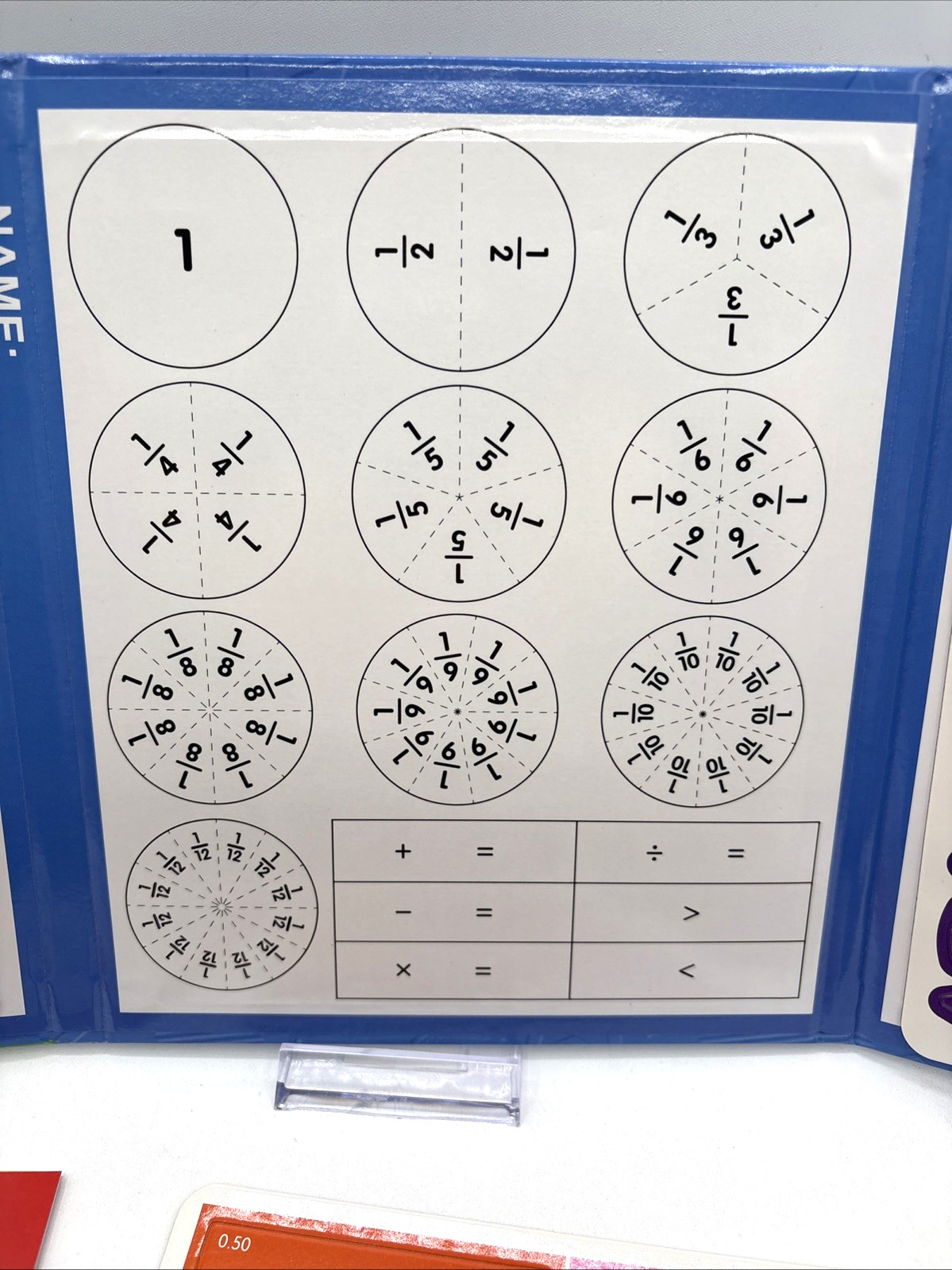 Magnetic Fraction Educational Puzzle Book Montessori Math Manipulatives for Kids