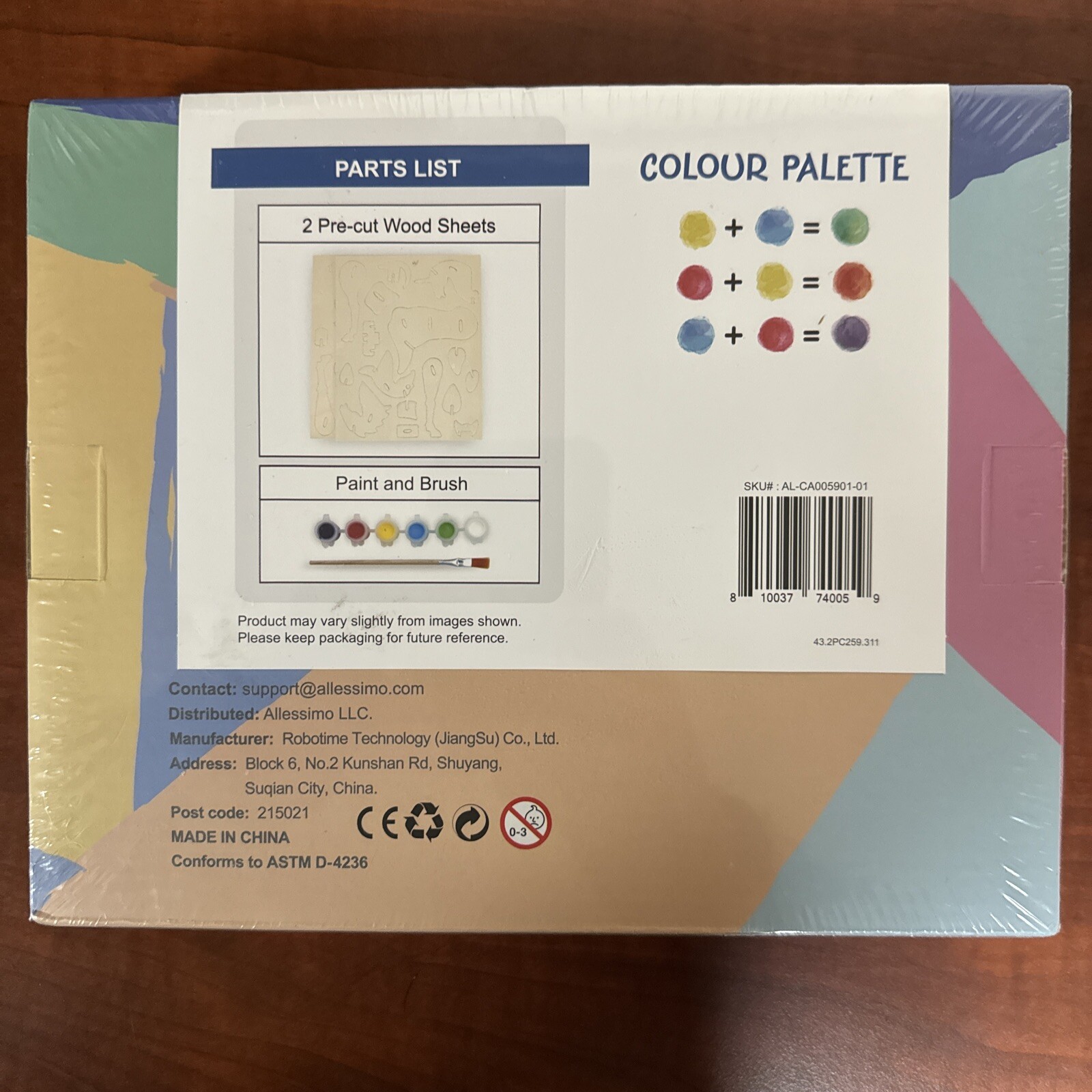 SEALED NEW Allessimo Reality Puzzle Paint Kit Civil Airplane Wood