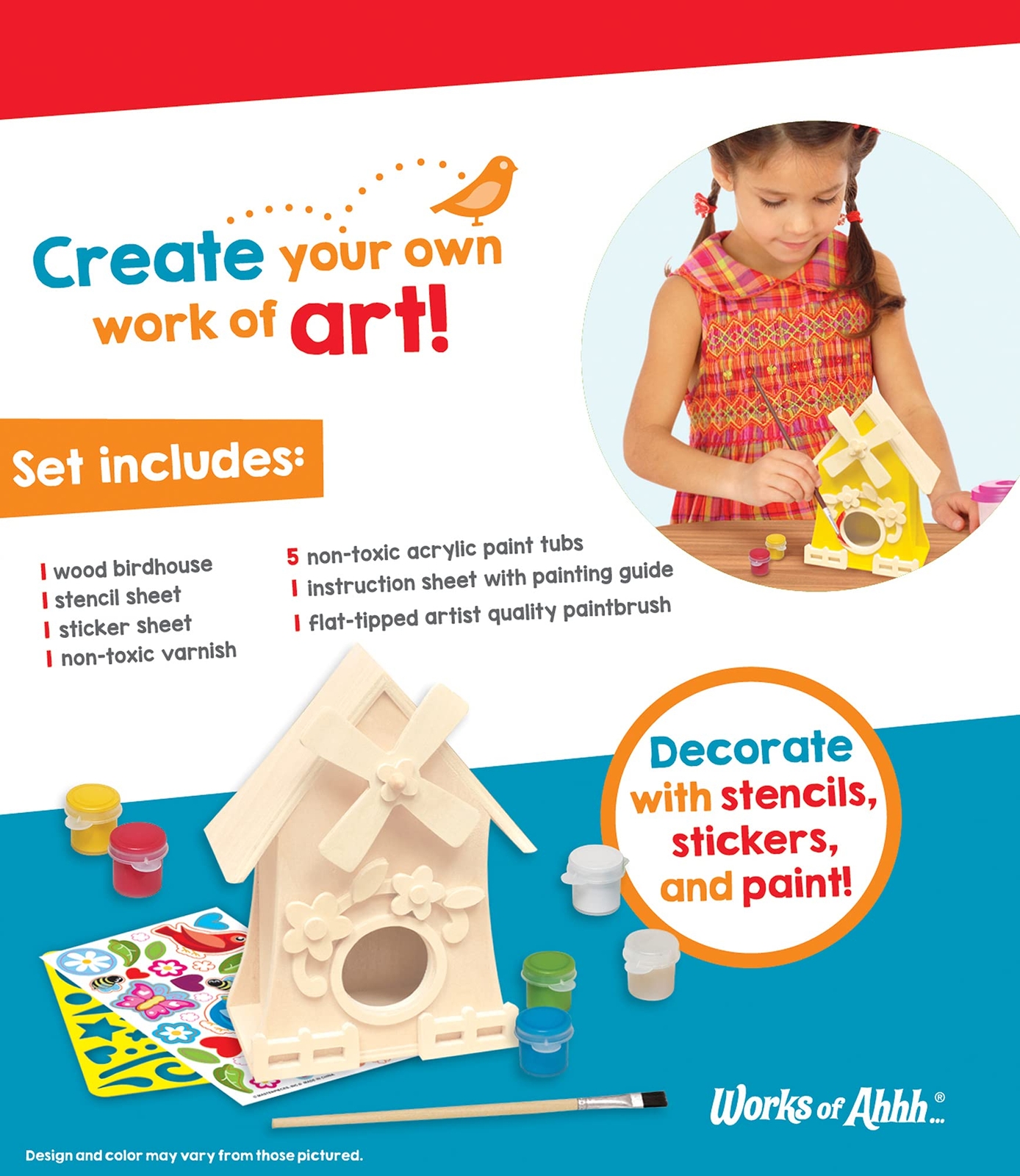MasterPieces Works of Ahhh Real Wood Birdhouse Acrylic Paint & Craft Kit,…