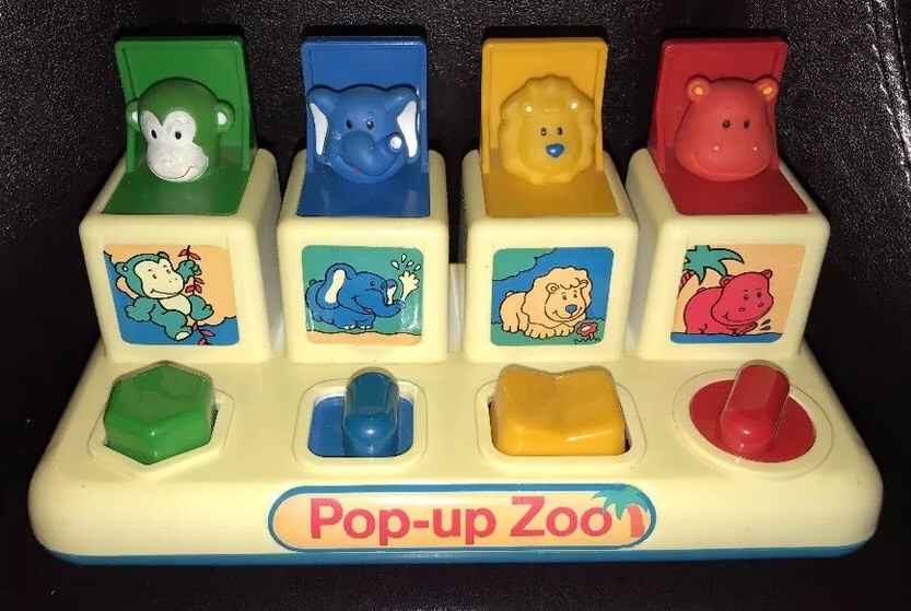 ” POP-UP ZOO ” ANIMALS EDUCATIONAL SHAPES & COLORS TOY by Shelcore Inc.1984 VGC