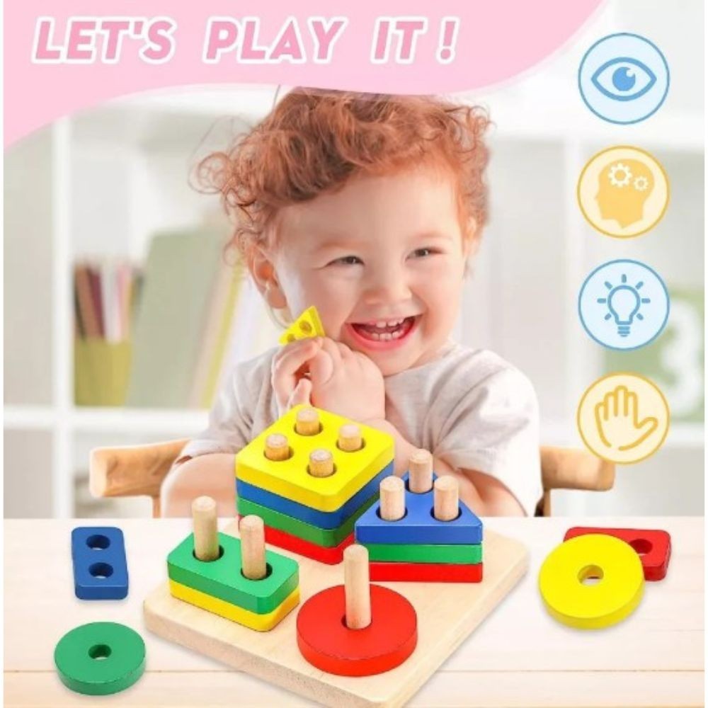 Gift Montessori Wooden Sensory Toys for Toddlers Age 1-3 Educational Puzzle