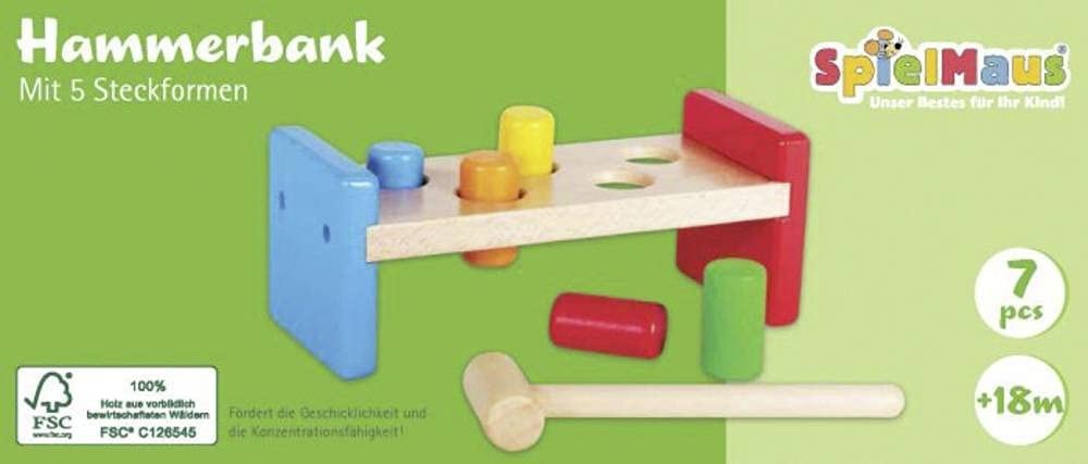 VEDES Großhandel G 41606100 SMH Hammerbank, 7-teilig SpielMaus wood Hammerbank,