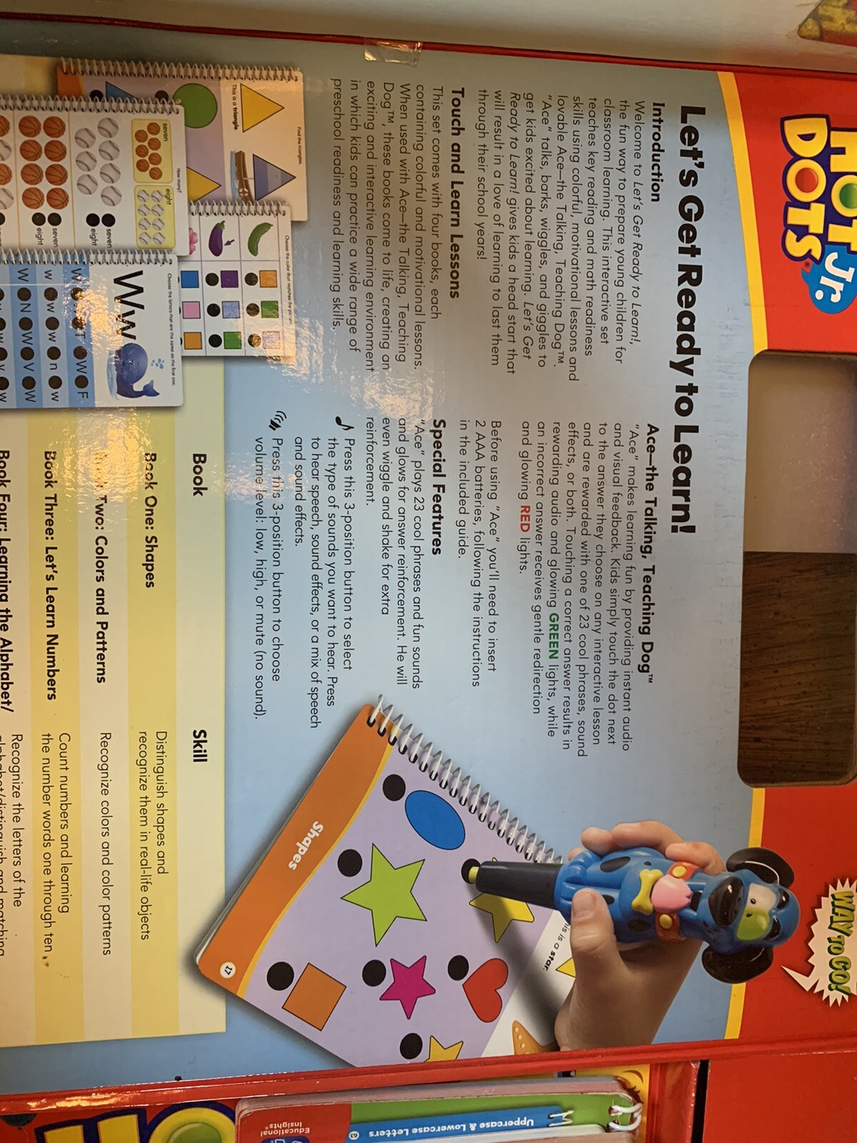 Hot Dots Jr PreK-1st grade 4 interactive Books with self-correcting talking pen