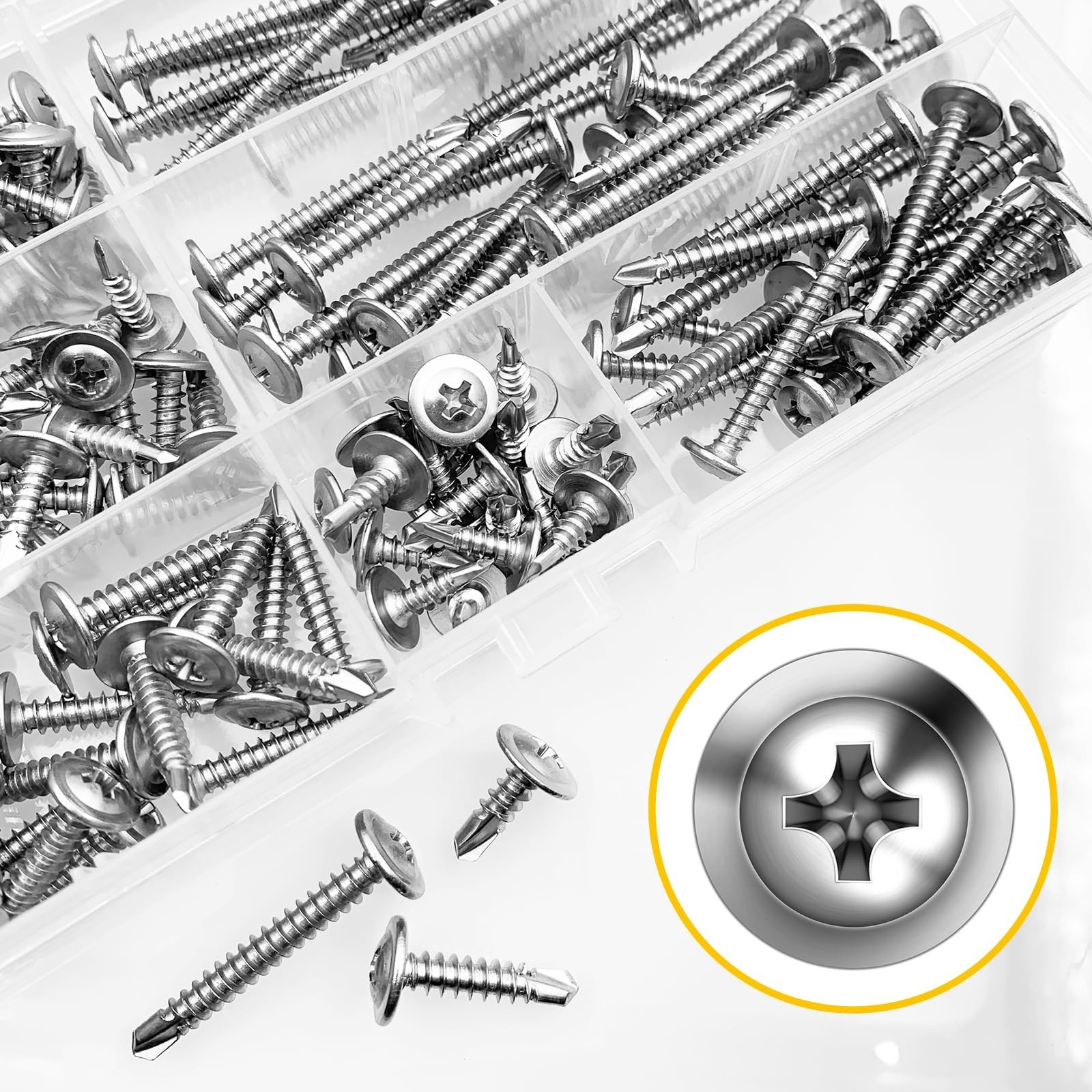 Mywish 155 Pieces #8×1/2, 5/8″, 3/4″, 1″, 1-1/4″, 1-1/2″, 2″ Self Tapping Scr…