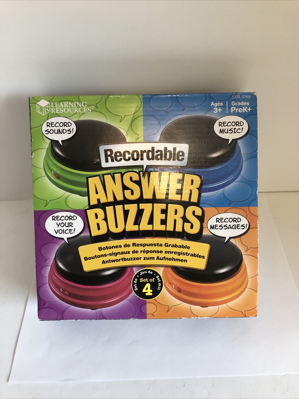 New Learning Resources Recordable Answer Buzzers Set of 4