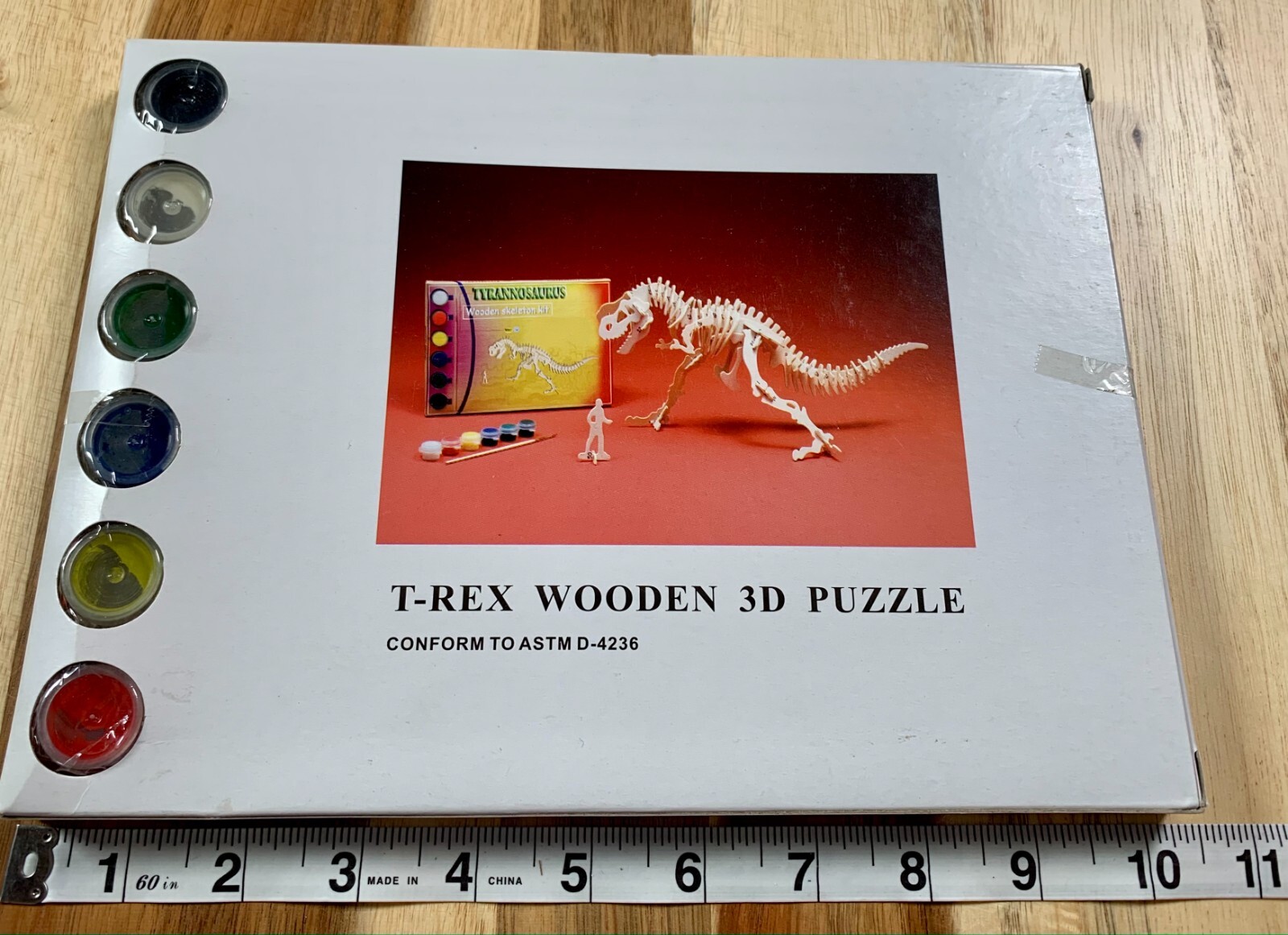 3D Wooden T-REX Puzzle Model Paint Kit New Sealed Arts & Crafts with Paint