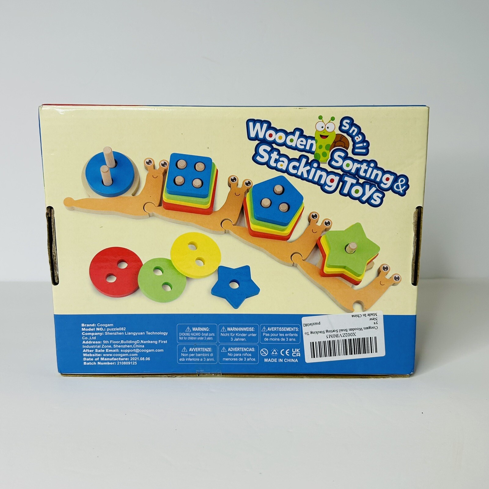 Coogam Wooden Sorting Stacking Snail Toys 18+ Months Hand Eye Skills Size Shape