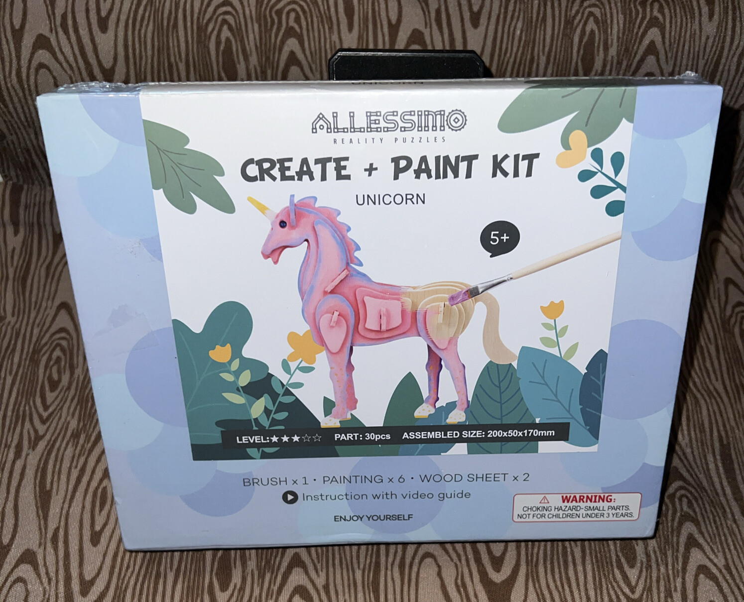 NIB Allessimo Reality Puzzle Paint Kit Level 3 ~ Unicorn Ages 5+ Pink Kid Crafts