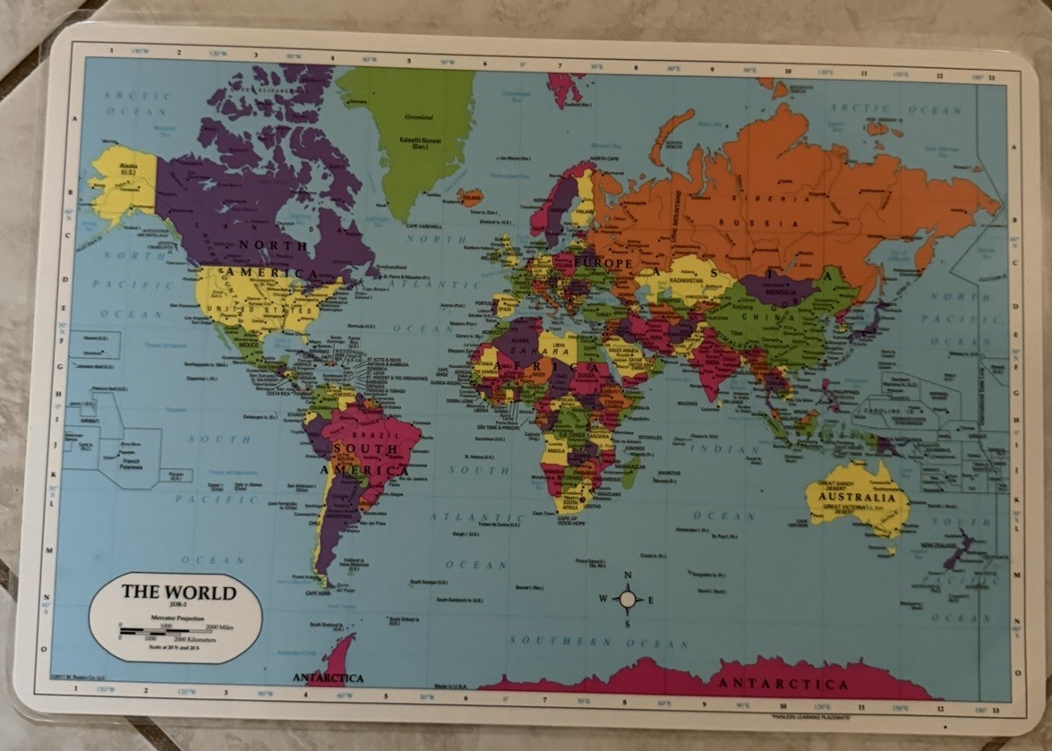 Painless Learning Placemats World,Shapes&Colors,Presidents,Solar System, Weather
