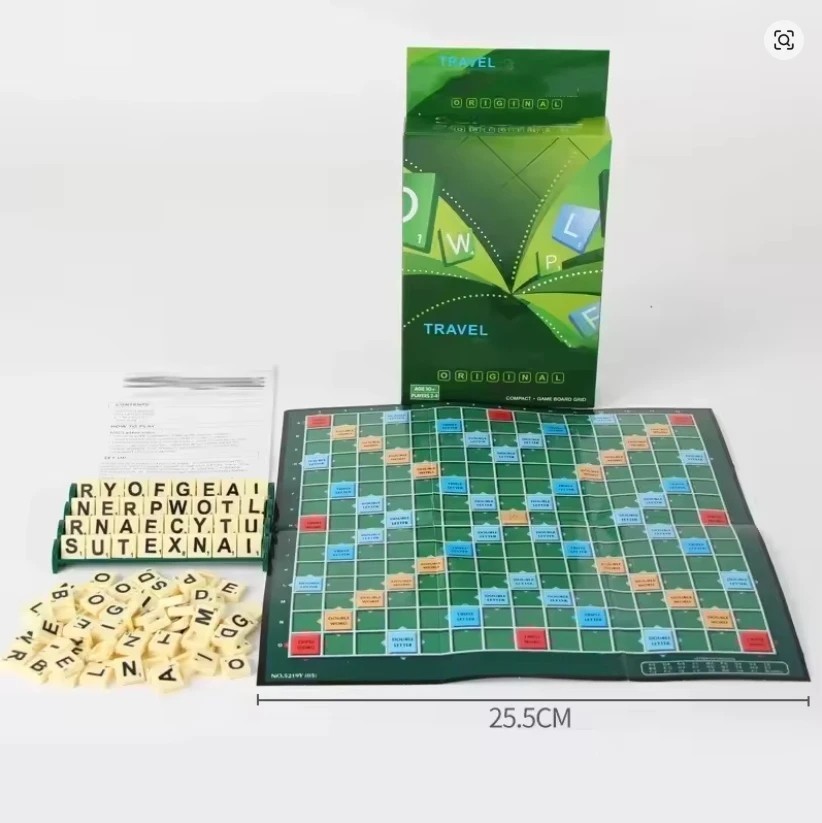Alphabet Scrabble Board Game Educational Word Spelling Puzzle Travel.