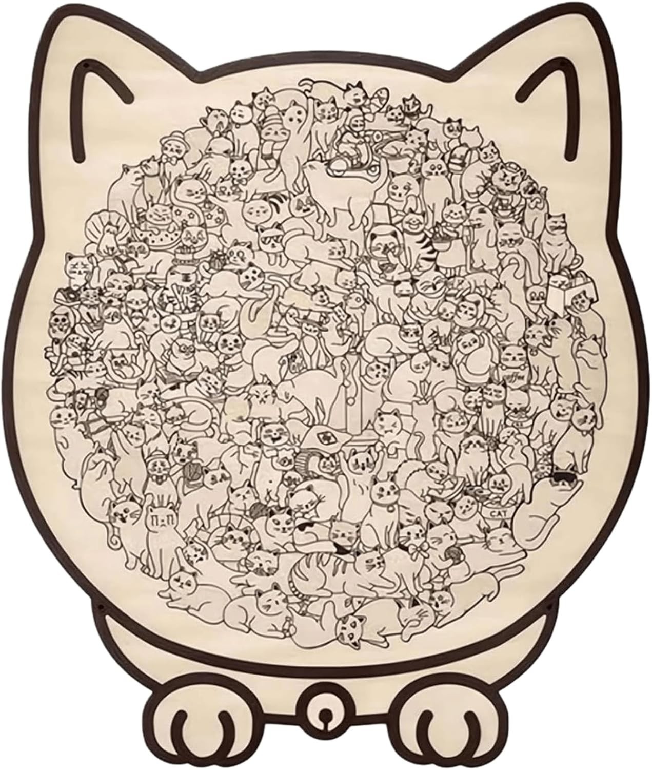 135-Piece Colored Cat Shaped Wooden Jigsaw Puzzle Creative Gifts for Cats Lovers