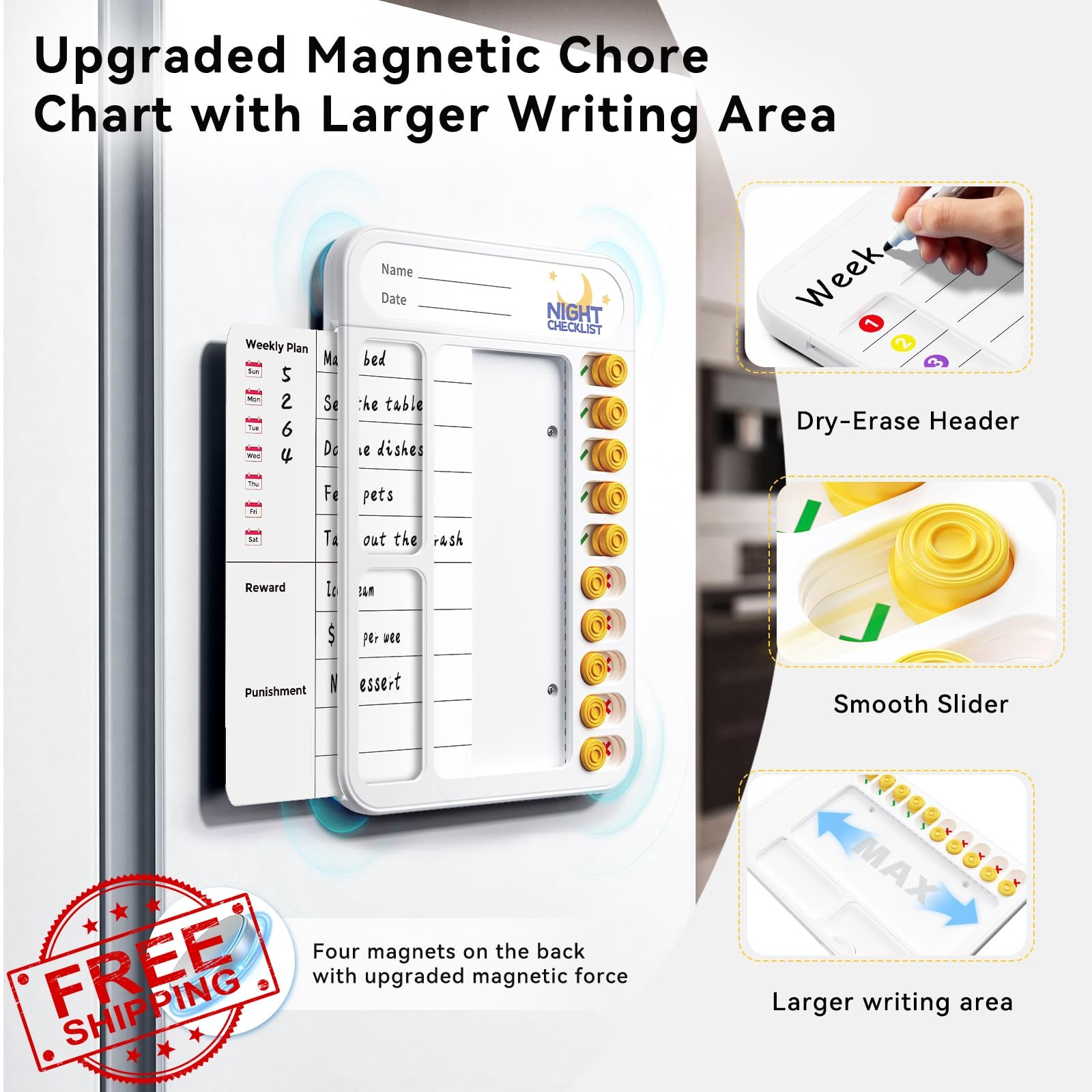 Owlprince Chore Chart White Magnetic