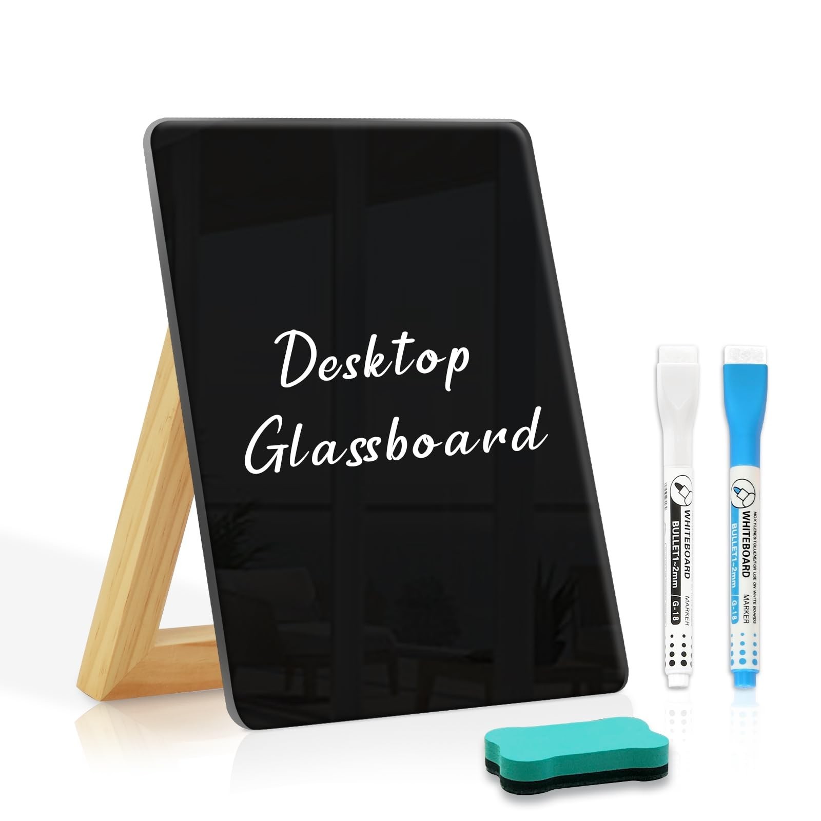 Desktop Black Glass Dry Erase Board, Small Glass Whiteboard with Ad… Fast Ship