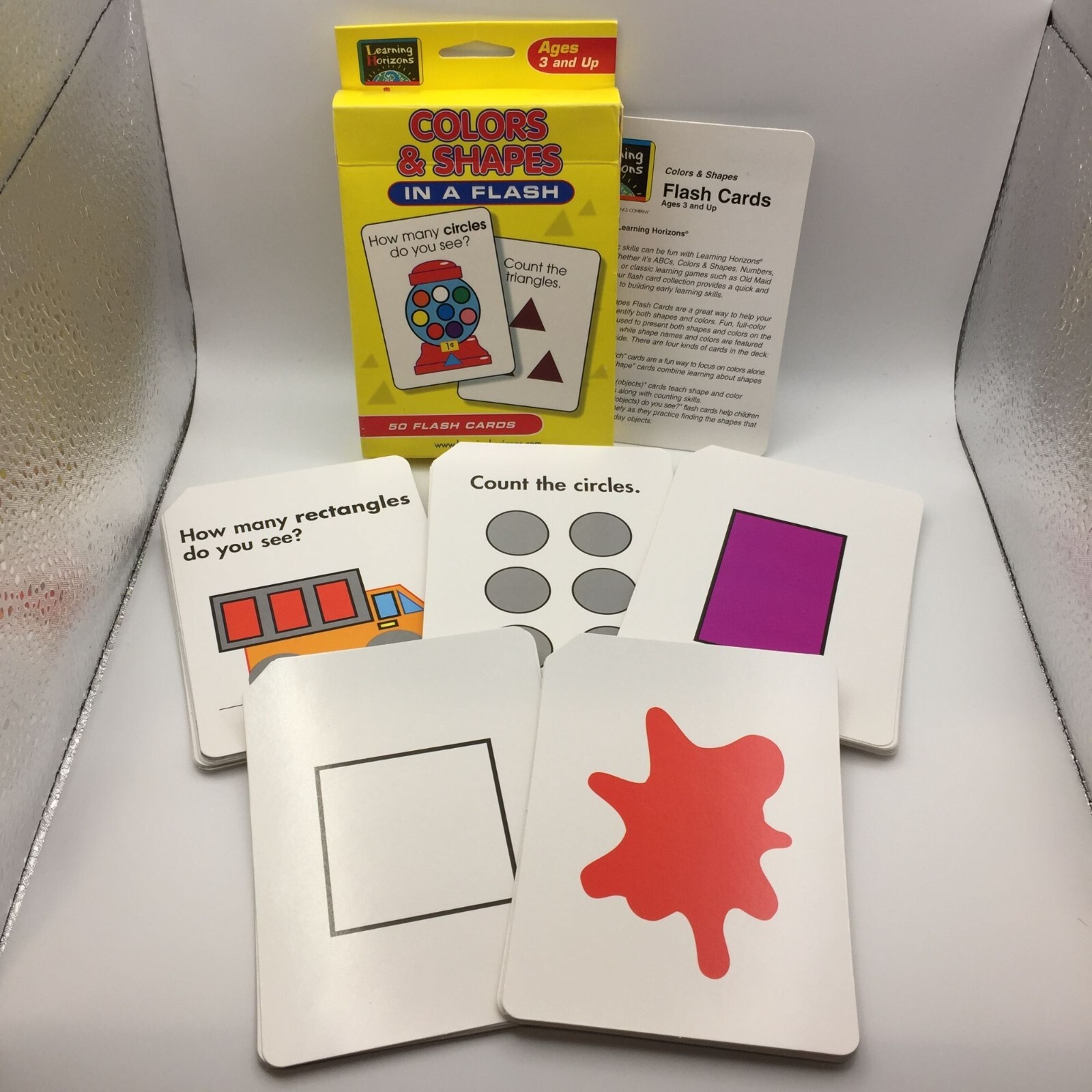 Set of 2 Learning Horizons Numbers Colors & Shapes in a Flash 50 Cards Visual