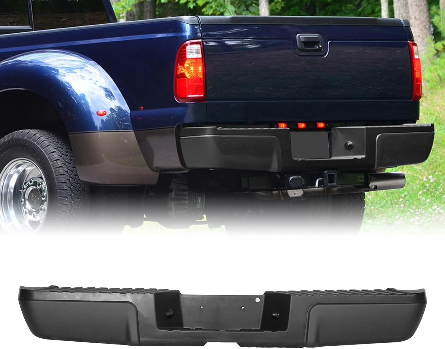 08-16 Ford F250 F350 F450 F550 Rear Step Bumper Assembly Black w/o Sensor Holes