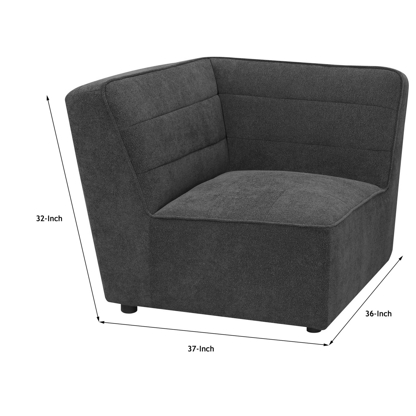Benjara Suri 37″ Modular Corner Wedge- Soft Modern Boucle Fabric- Gray