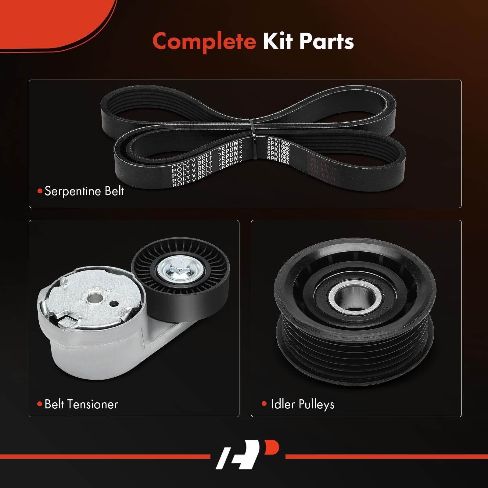 A-Premium Engine Serpentine Belt Drive Kit w/Tensioner & Idler Pulley Compati…