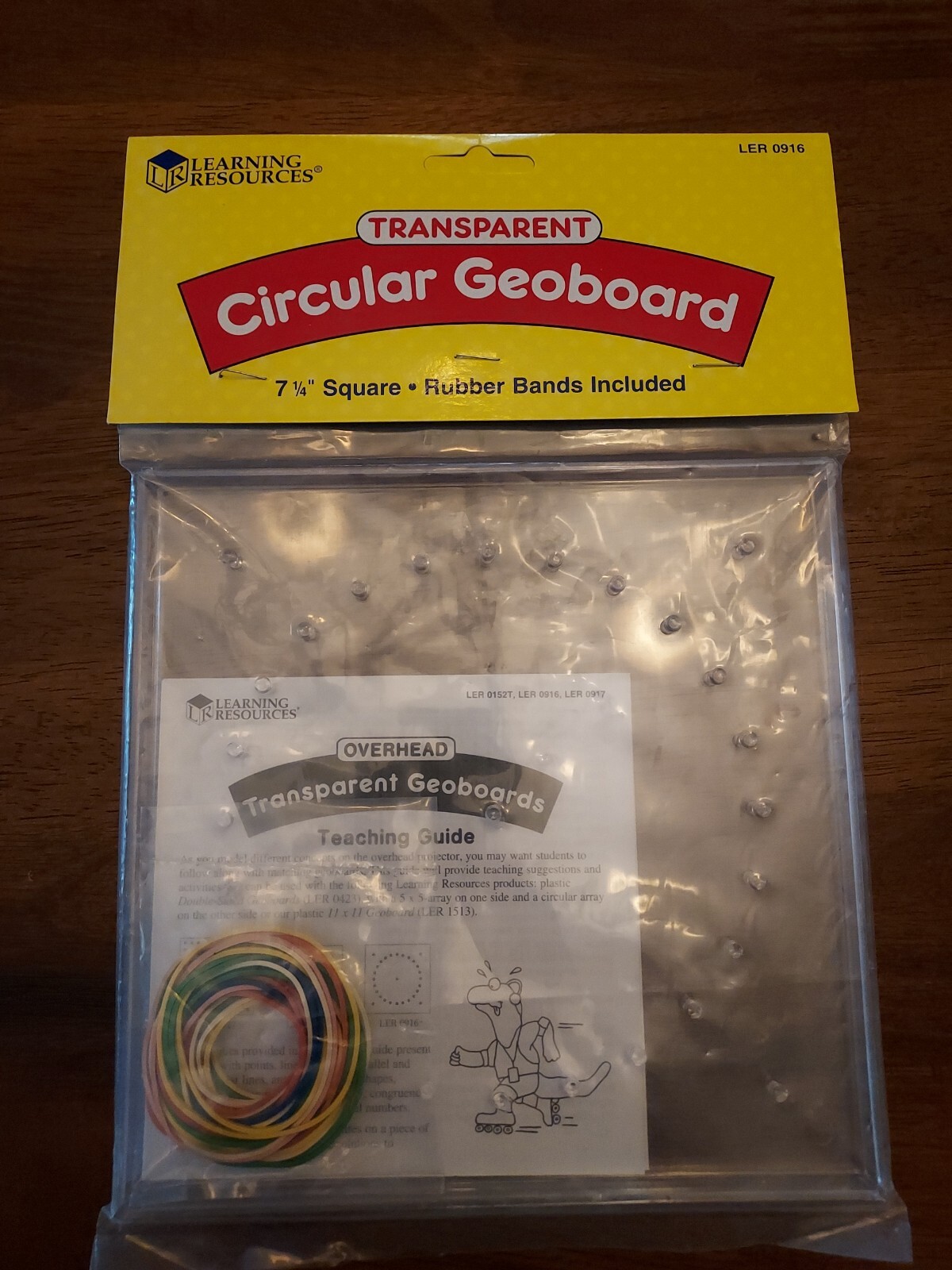 Learning Resources Transparent Circular Geoboard LER 0916 Rubber Bands Included