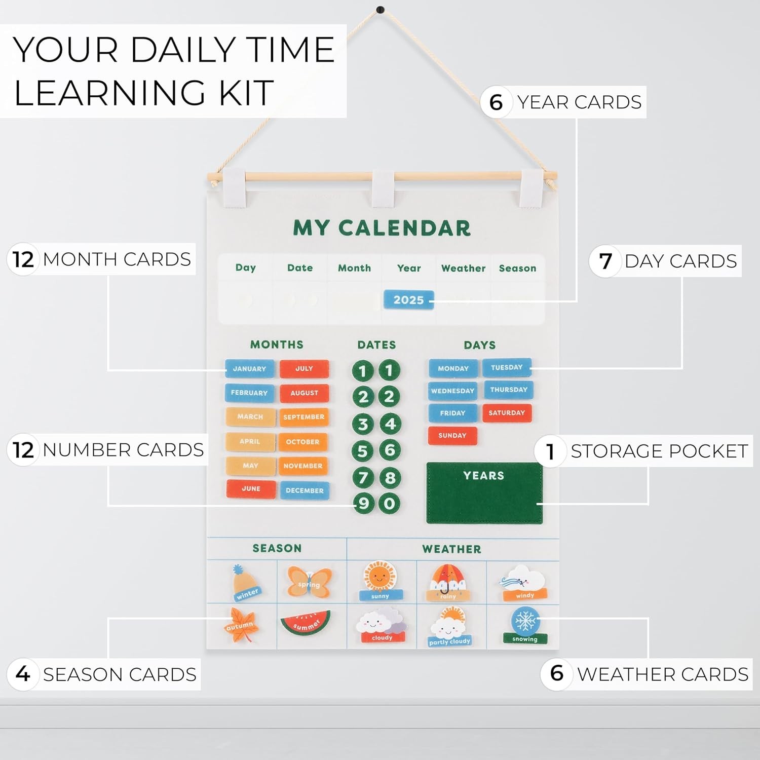 Beautiful Toddler and Kids Calendar – Perfect Homeschool Supplies with Months, D