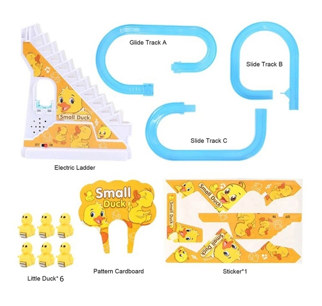 Electric Duck Climbing Stair Toy with Music & Lights | Includes 3 Mini Ducks | F